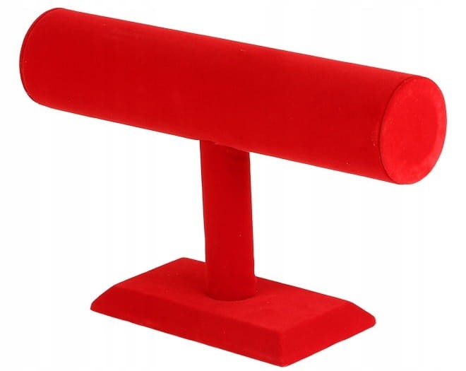 EKSPOZYTOR NA BIŻUTERIĘ WAŁEK POJEDYNCZY CZERWONY GUMKI BRANSOLETKI