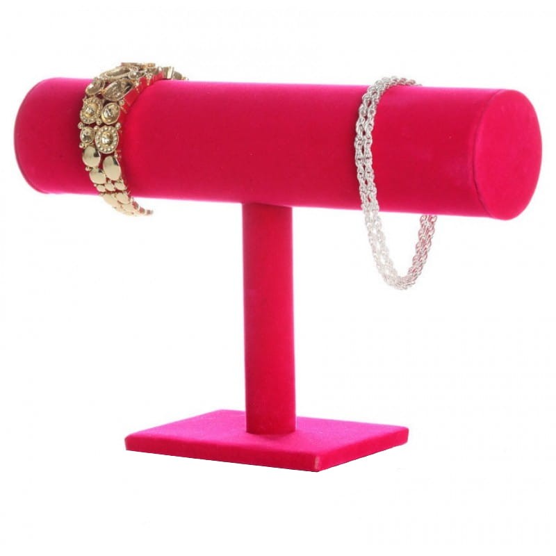 EKSPOZYTOR NA BIŻUTERIĘ WAŁEK POJEDYNCZY FUKSJA GUMKI BRANSOLETKI