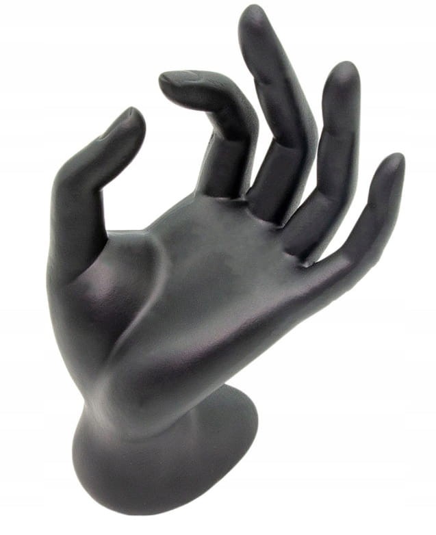 EKSPOZYTOR NA PIERŚCIONKI RĘKA DŁOŃ CZARNA BRANSOLETKI BIŻUTERIĘ