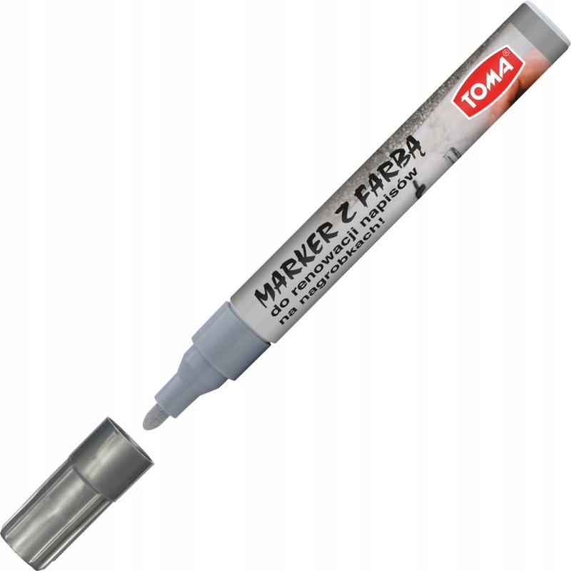 MARKER OLEJOWY TOMA SREBRNY do renowacji nagrobków TO-448