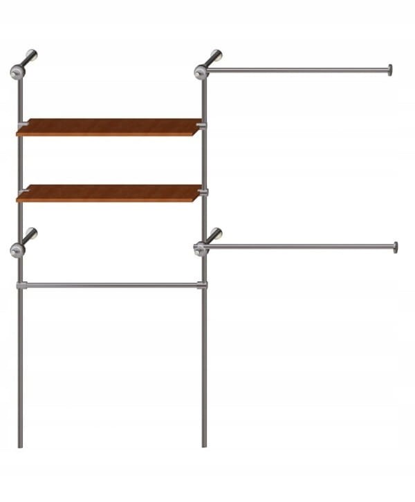 Regał z Półkami Przyścienny 200x200x40 cm System Rurowo-Kulowy Garderoba