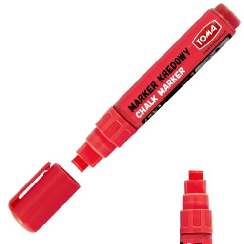 Marker Kredowy do tablic TOMA TO-291 CZERWONY 8x5mm GRUBY MAZAK PISAK