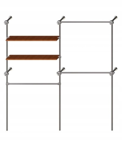 Regał z Półkami Przyścienny 200x200x40 cm System Rurowo Kulowy Garderoba