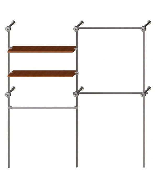 Regał z Półkami Przyścienny 200x200x40 cm System Rurowo-Kulowy Garderoba