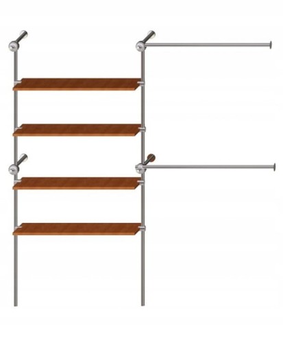Regał z Półkami Przyścienny 200x200x40 cm System Rurowo Kulowy Garderoba
