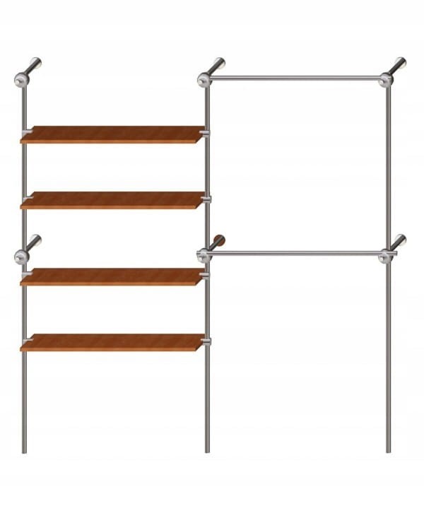 Regał z Półkami Przyścienny 200x200x40 cm System Rurowo-Kulowy Garderoba