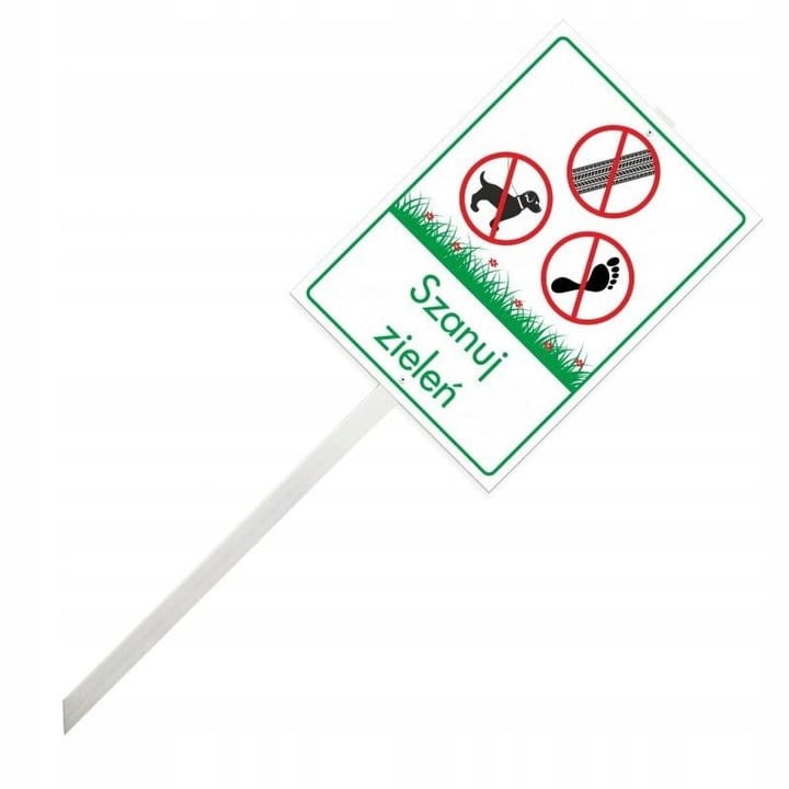 Tabliczka z trzonkiem aluminium SZANUJ ZIELEŃ