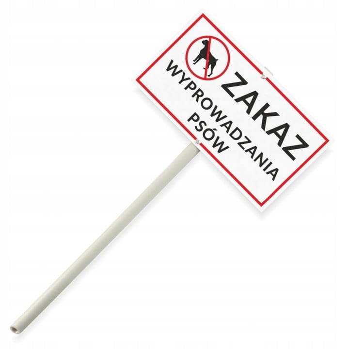 Tabliczka Ostrzegawcza na Trzonku – Zakaz Wyprowadzania Psów 30x16,5 cm