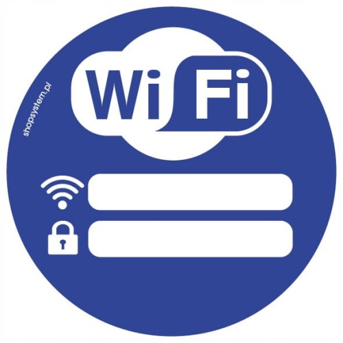 Naklejka Informacyjna WiFi Wi-Fi Okrągła Niebieska fi 10 cm