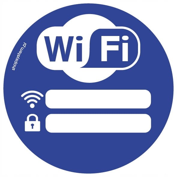 Naklejka Informacyjna WiFi Wi-Fi Okrągła Niebieska fi 10 cm - Samoprzylepna