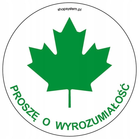 Naklejka Samochodowa Zielony Liść Klonu Proszę o Wyrozumiałość fi 10 cm - Dla Młodego Kierowcy