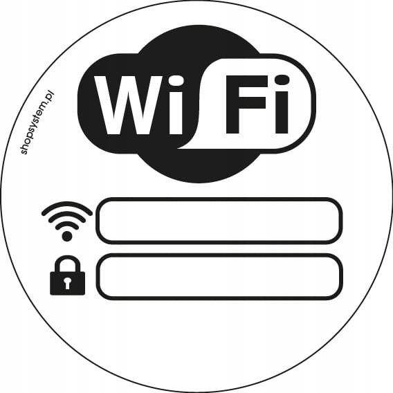 Naklejka Informacyjna WiFi Wi-Fi Okrągła Biała fi 10 cm - Samoprzylepna