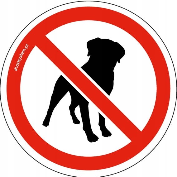 NAKLEJKA ZAKAZ PSÓW ZAKAZ PSA OKRĄGŁA 10cm