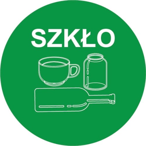 Naklejka do Segregacji Odpadów Szkło Zielona Okrągła fi 10 cm