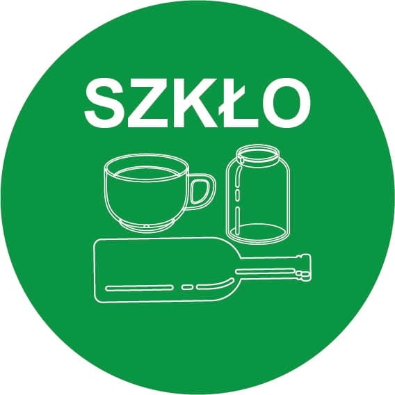 Naklejka do Segregacji Odpadów Szkło Zielona Okrągła fi 10 cm - Samoprzylepna