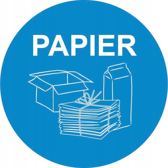Naklejka do Segregacji Odpadów Papier Niebieska Okrągła fi 10 cm - Samoprzylepna