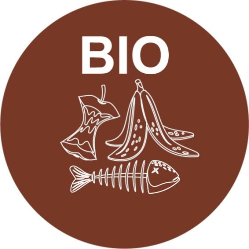 Naklejka do Segregacji Odpadów BIO Brązowa Okrągła fi 10 cm
