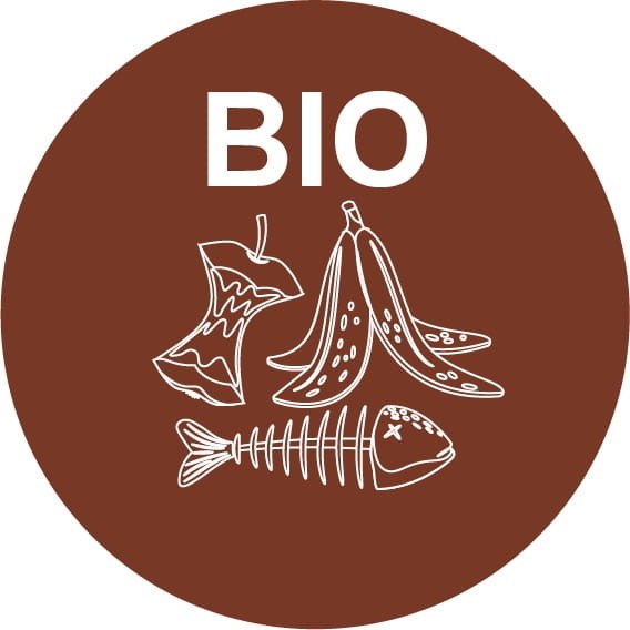 Naklejka do Segregacji Odpadów BIO Brązowa Okrągła fi 10 cm - Samoprzylepna
