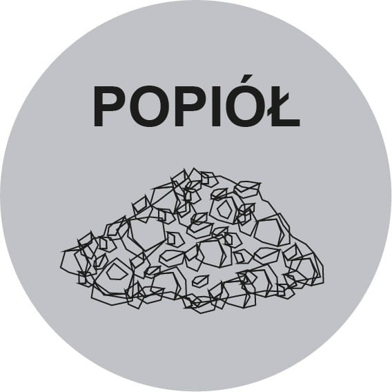 NAKLEJKA DO SEGREGACJI ŚMIECI POPIÓŁ OKRĄGŁA 10cm