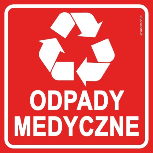 Naklejka Informacyjna Odpady Medyczne 15x15 cm