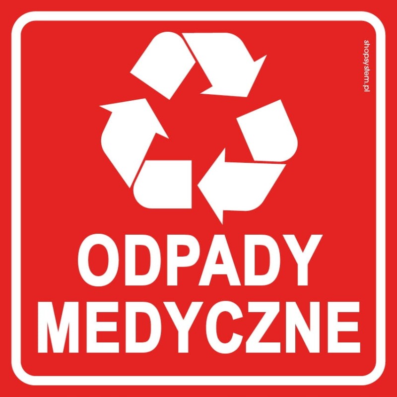 Naklejka Informacyjna Odpady Medyczne 15x15 cm - BHP Samoprzylepna