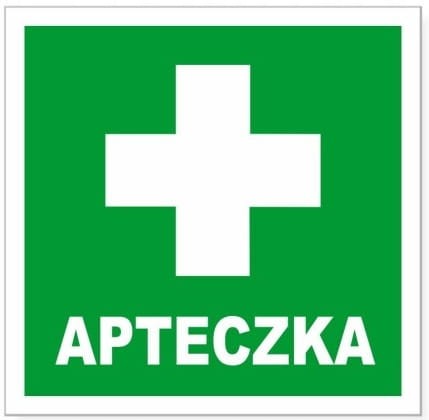 Naklejka Informacyjna Apteczka Pierwszej Pomocy 15x15 cm - BHP Samoprzylepna