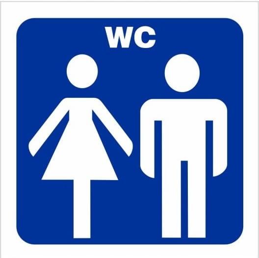 Naklejka Informacyjna WC Toaleta Damsko-Męska 8x8 cm - Samoprzylepna