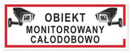 Naklejka Ostrzegawcza Obiekt Monitorowany Całodobowo 21x8 cm