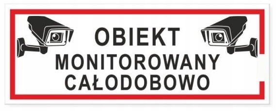 Naklejka Ostrzegawcza Obiekt Monitorowany Całodobowo 21x8 cm - Samoprzylepna
