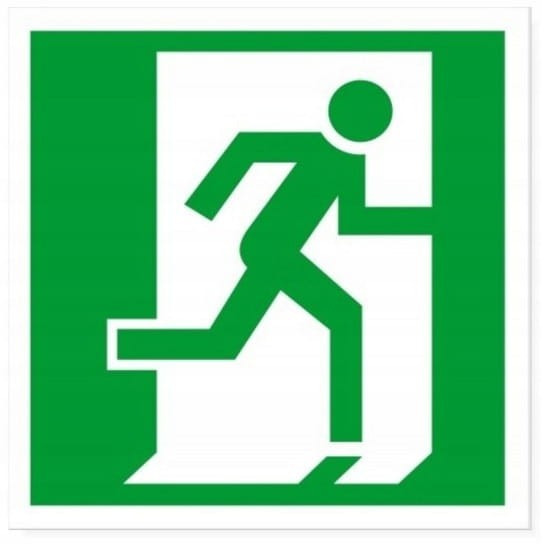 Naklejka Ewakuacyjna Wyjście Ewakuacyjne w Prawo 15x15 cm - BHP Samoprzylepna