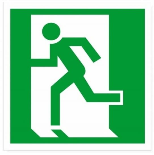 Naklejka Ewakuacyjna Wyjście Ewakuacyjne w Lewo 15x15 cm - BHP Samoprzylepna
