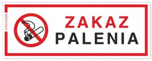 Naklejka Informacyjna Zakaz Palenia 21x8 cm