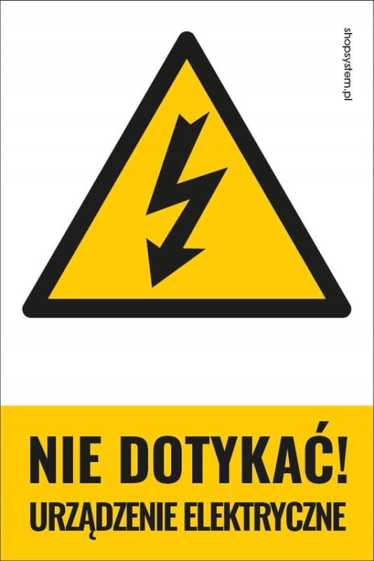 Naklejka Ostrzegawcza Nie Dotykać Urządzenie Elektryczne Żółta 15x10 cm - BHP Samoprzylepna