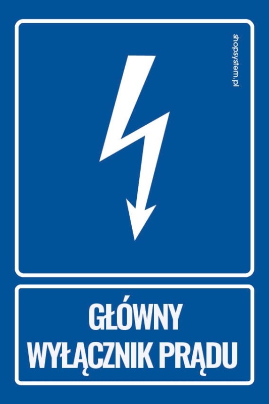 NAKLEJKA GŁÓWNY WYŁĄCZNIK PRĄDU NIEBIESKA