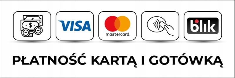 Naklejka Informacyjna Płatność Kartą i Gotówką Visa BLIK 15x5 cm - Samoprzylepna
