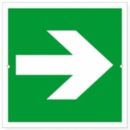 NAKLEJKA INFORMACYJNA STRZAŁKA EWAKUACYJNA 15x15