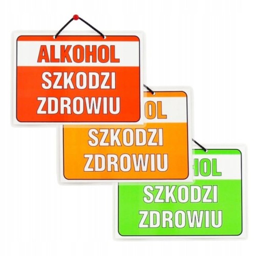 Laminowana tabliczka wywieszka informacyjna Alkohol szkodzi zdrowiu 15x21 cm