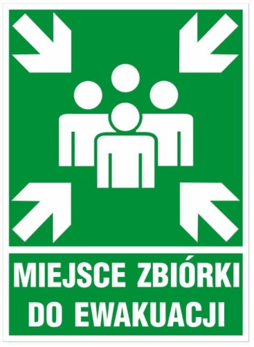 Tabliczka Miejsce Zbiórki Do Ewakuacji 27,4x20 cm PCV Ewakuacyjna BHP