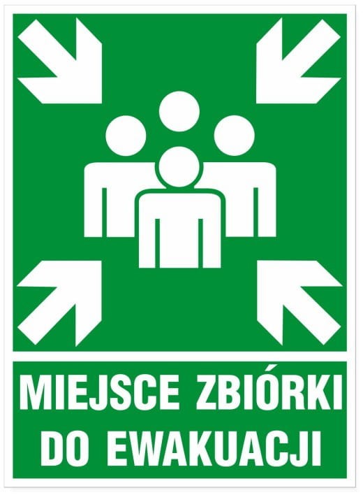 Tabliczka Miejsce Zbiórki Do Ewakuacji 27,4x20 cm PCV Ewakuacyjna BHP