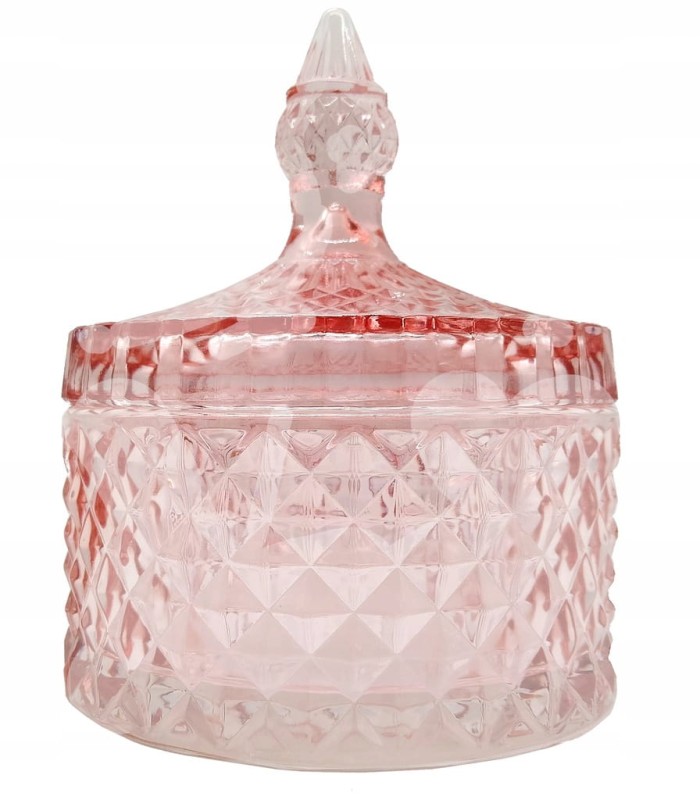 SZKATUŁKA NA BIŻUTERIĘ KOSMETYKI SZKLANA RÓŻOWA
