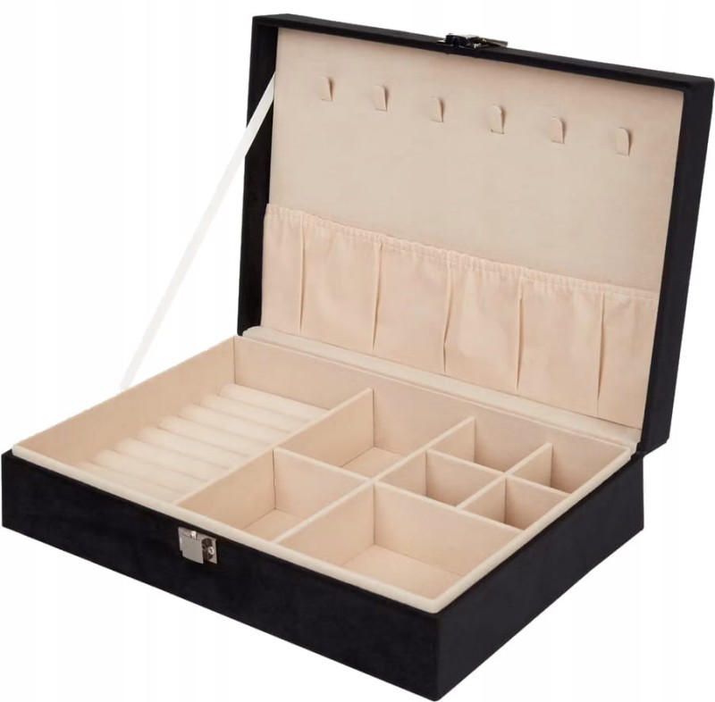 SZKATUŁKA NA BIŻUTERIĘ ZAMSZOWA CZARNA