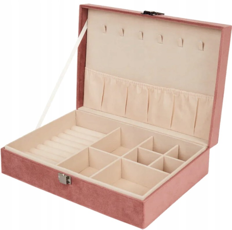 SZKATUŁKA NA BIŻUTERIĘ ZAMSZOWA RÓŻOWA