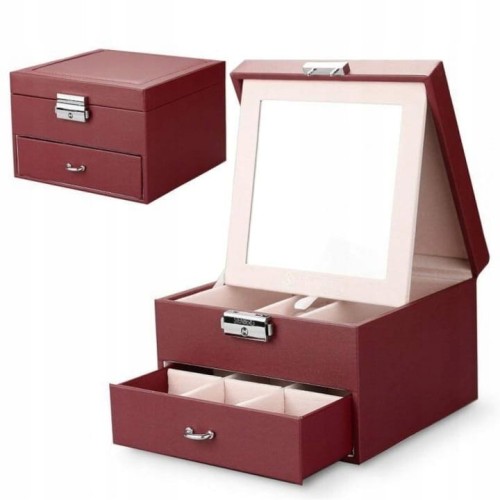 ORGANIZER SZKATUŁKA EKSPOZYTOR NA BIŻUTERIĘ KWADRATOWA BORDOWA