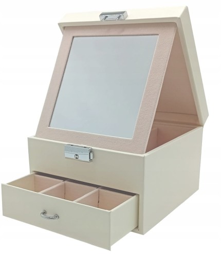 ORGANIZER SZKATUŁKA EKSPOZYTOR NA BIŻUTERIĘ KWADRATOWA ECRU