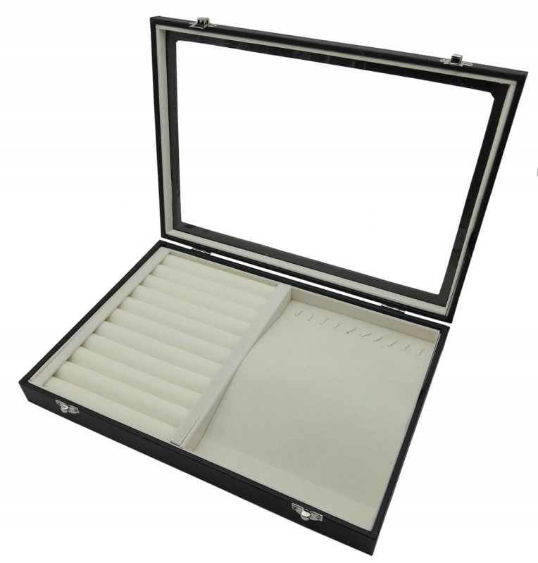 SZKATUŁKA ZAMYKANA BIŻUTERIĘ BRANSOLETKI KOLCZYKI PIERŚCIONKI