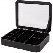 SZKATUŁKA BAMBUSOWA DREWNIANA PIERŚCIONKI KOLCZYKI CZARNA