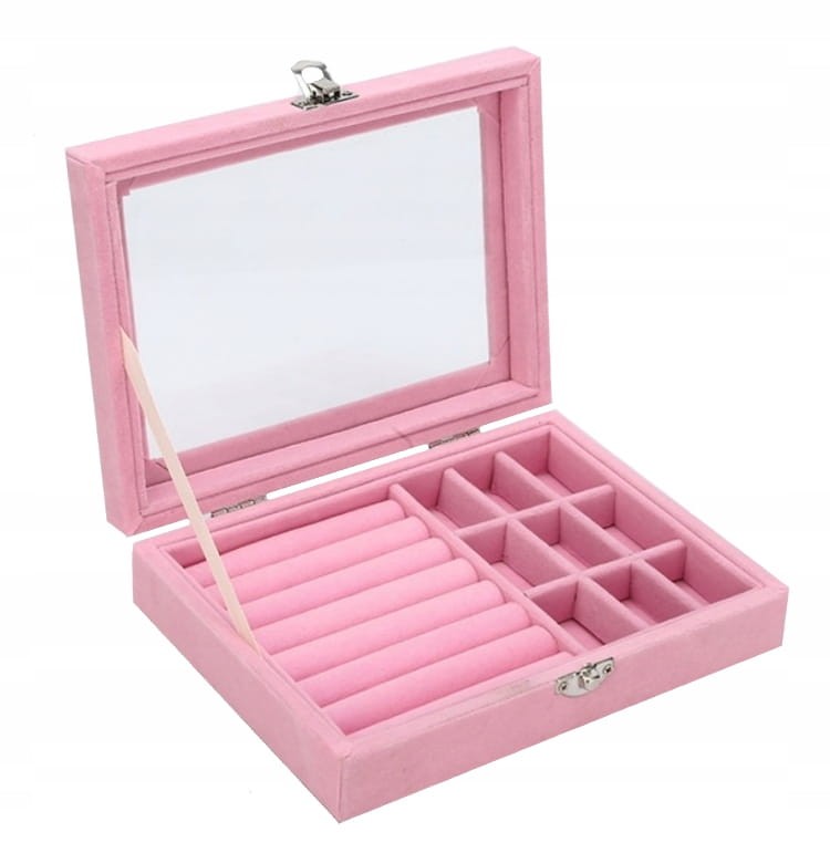 SZKATUŁKA KUFEREK NA BIŻUTERIĘ MAŁA RÓŻOWA RÓŻ
