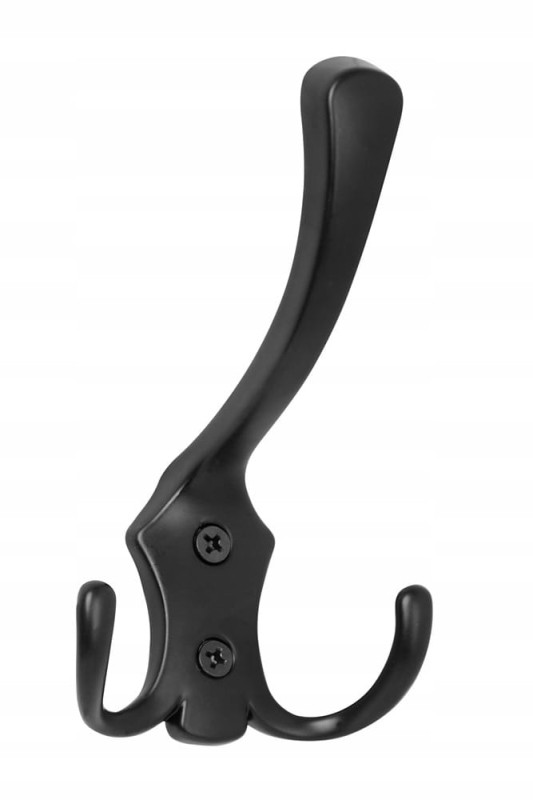 WIESZAK MEBLOWY ŚCIENNY NA ŚCIANĘ UBRANIA POTRÓJNY CZARNY 1szt