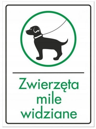 Tabliczka Zwierzęta Mile Widziane 21x28,8 cm Duża PCV Pet Friendly