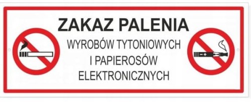 Tabliczka ZAKAZ PALENIA PAPIEROSÓW I E-PAPIEROSÓW